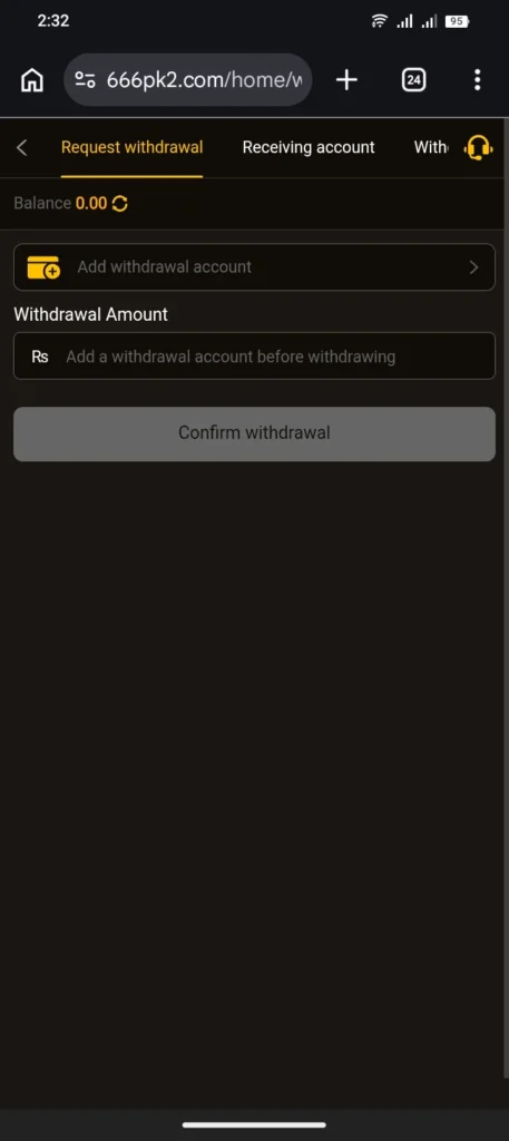 666PK Game Withdraw section
