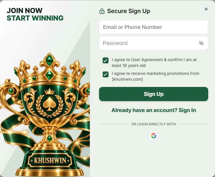 KhushWin Game account register