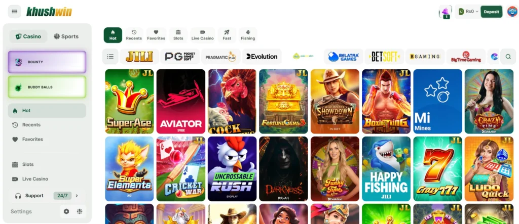 KhushWin Game interface login