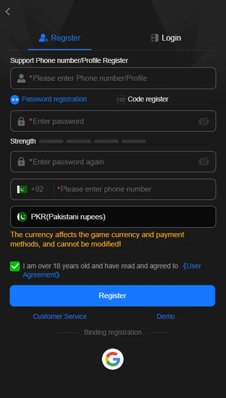 8W Game account registration